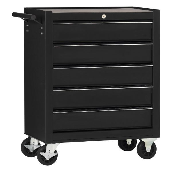 Chariot d'atelier Metra, simple avec 5 tiroirs, noir, 10224