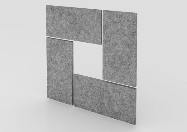 Panneau mural acoustique Hammerbacher, 65x33 cm, gris chiné, composé de 4 panneaux, VAWP65/5