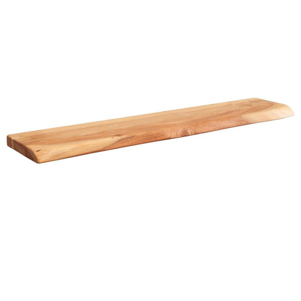 Étagère murale Wohnling avec bordure en bois d'acacia massif 80 cm, bois massif naturel, style maison de campagne, WL5.973