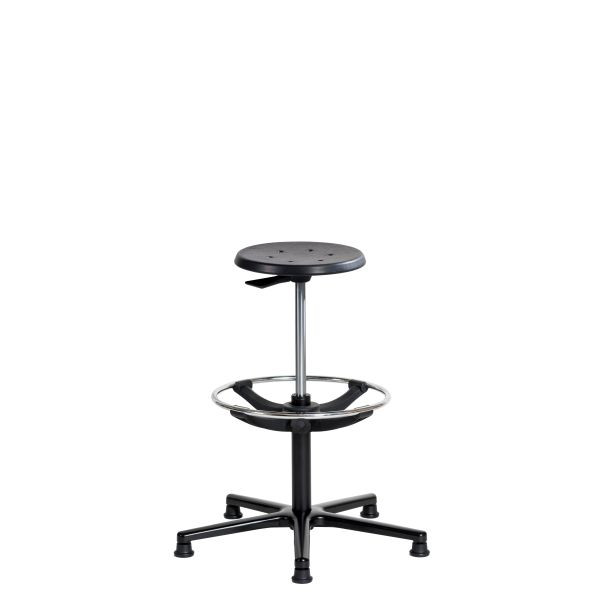 Tabouret de travail SOFAME ERGODYN avec patins et repose-pieds, hauteur d'assise 52-78 cm, piètement aluminium, W050010007