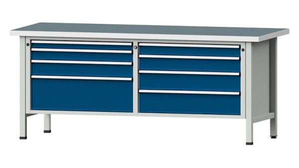 Établis ANKE Établi en caisson, modèle 144 VX, 2000 x 800 x 840 mm, RAL 7035/5010, UBP 40 mm, 330.168