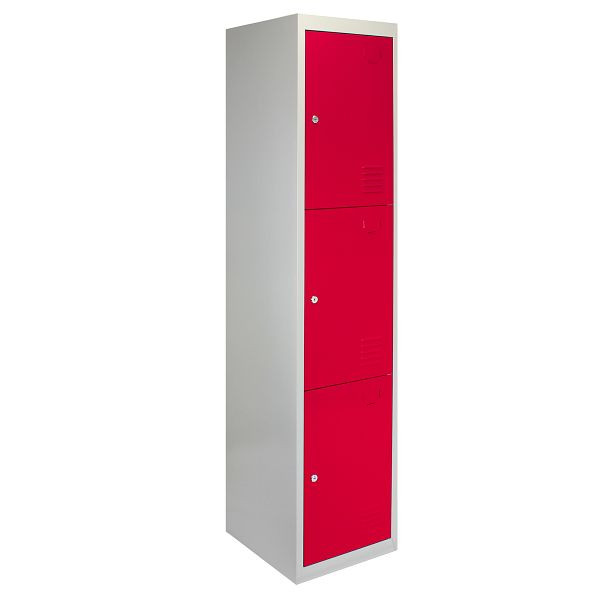 KuKoo casier en acier à 3 portes, armoire de casier, paquet plat, rouge 23980