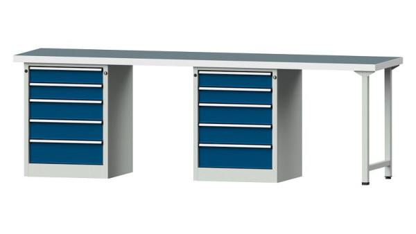 Établis ANKE Établi combiné, modèle 915 V, 2800 x 700 x 900 mm, RAL 7035/5010, UBP 50 mm, 415.139