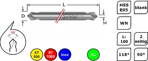 SPPW Duo-Mag HSS-E05 90° WN L : 100 - Ø3.0x0.5, 1249100300