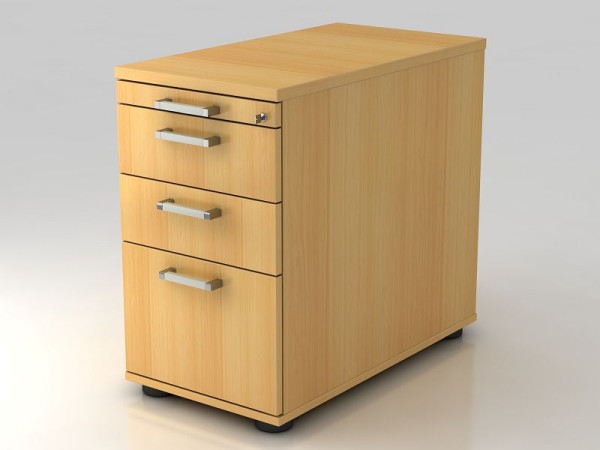 Conteneur sur pied Hammerbacher 80cm, 2 tiroirs, 1 HR, serrure, poignée en hêtre chromé, 42,8x72-76x80 cm, 1/3/3/6 HE, VSC40/6/6/CE