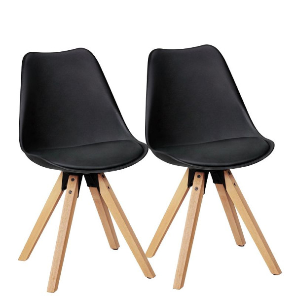 Wohnling Lot de 2 chaises de salle à manger rétro Lima Noir, WL5.022
