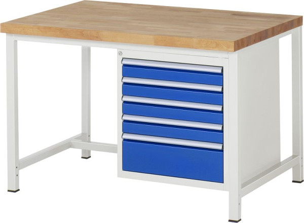 Etabli RAU série 8000 - modèle 8168, L1250 x P900 x H840-1040 mm, base système L1245 x P850 x H800-1000 mm, 03-8168A1-129B4H.11