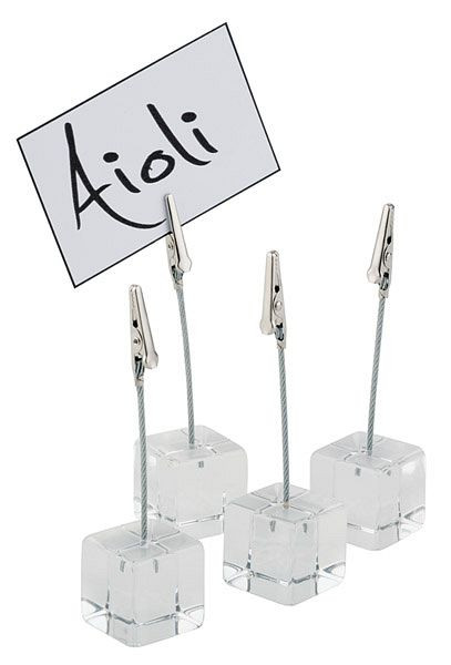 Porte-cartes APS, lot de 4, 3 x 3 cm, hauteur : 12 cm, acrylique, comprenant 20 cartes marque blanche, 00074