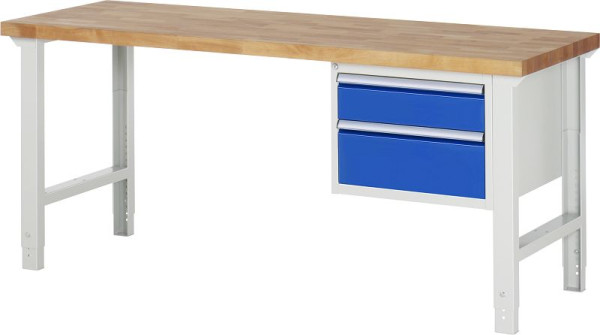Etabli RAU série 7000 - modèle 7123, L2000 x P700 x H790-1140 mm, base système L2000 x P650 x H750-1100 mm, 03-7123A1-207B4H.11