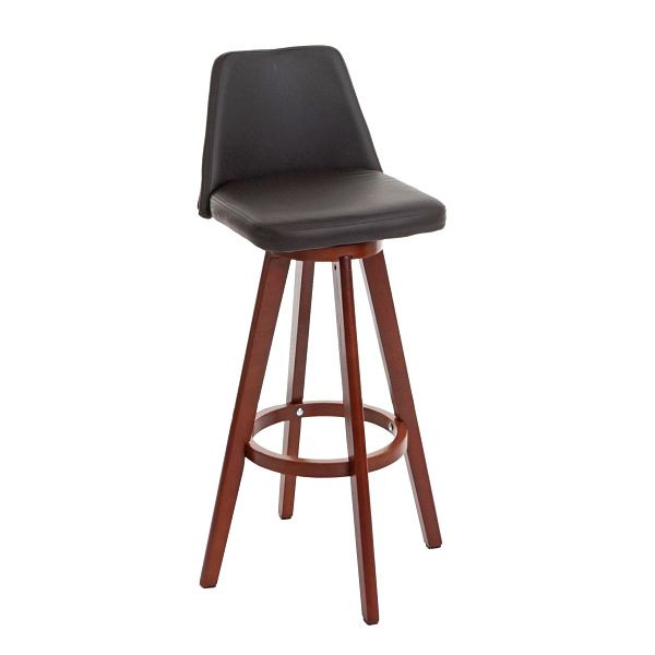 Tabouret de bar Mendler HWC-C43, tabouret de comptoir de tabouret de bar, bois simili cuir rotatif, marron, 40570
