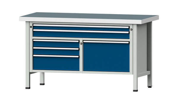 Établis ANKE Établi en caisson, modèle 257 V, 1500 x 700 x 850 mm, RAL 7035/5010, UBP 50 mm, 304.122