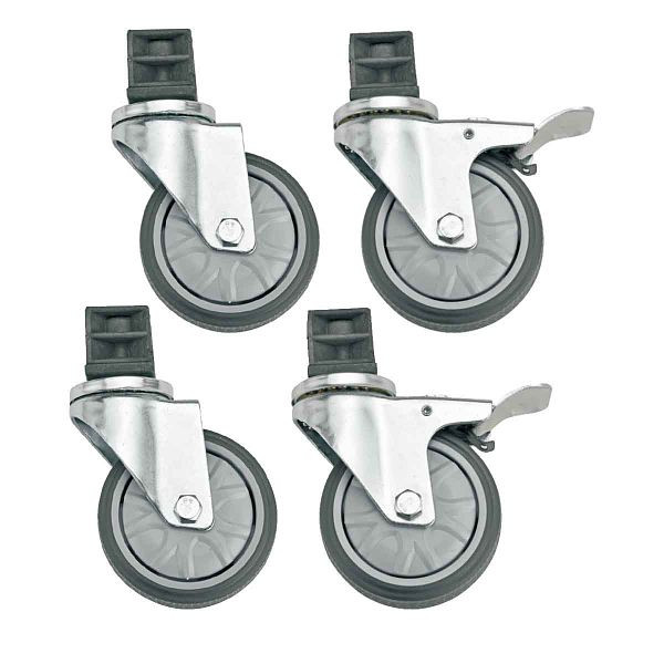 Vaiotec KIT À ROULEAU pour tables de travail et tables d'évier EASYLINE, 2 roues avec et 2 roues sans freins, 10542