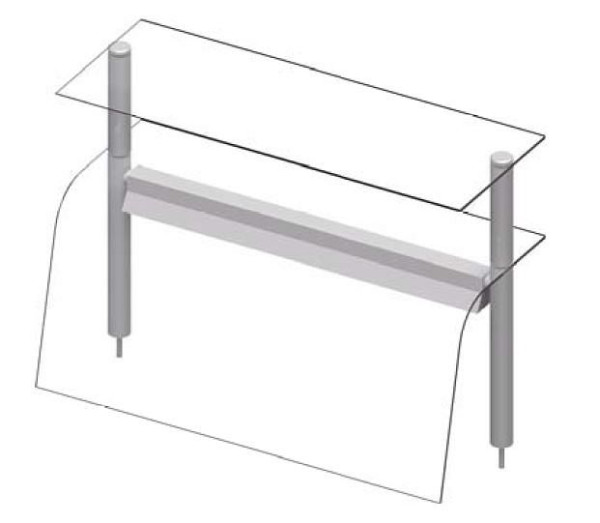 Étagère supérieure en verre double Stalgast avec pare-haleine et lampe chauffante 790x455x700 mm pour systèmes de service alimentaire, ZS07111