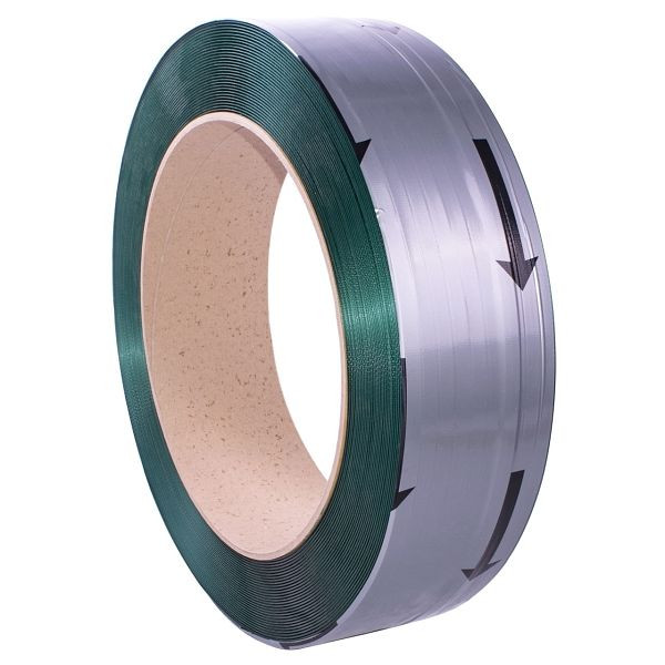 Feuillard PET LINDER, 15,5x0,6 mm, 2000 m/rouleau, résistance à la déchirure 385 kg, PET1660406HQ
