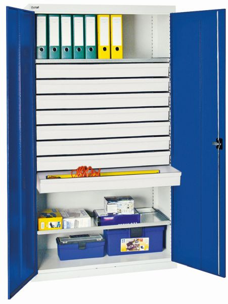 armoire à outils et matériaux contondants série 2000, 7035/5010, 8 grands tiroirs, 2008174