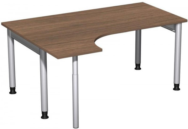 Bureau PC geramöbel gauche, réglable en hauteur, 1600x1200x680-820, noyer/argent, N-657308-NS
