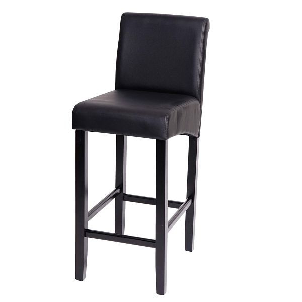 Tabouret de bar Mendler HWC-C33, tabouret de bar, bois, noir mat, pieds foncés, simili cuir, 74530