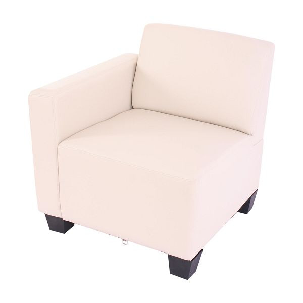 Mendler Modular partie latérale gauche, fauteuil avec accoudoirs Lyon, simili cuir, crème, 21697