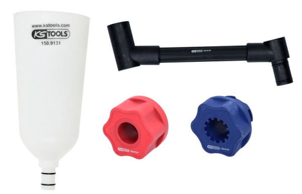 KS Tools jeu d'entonnoirs de remplissage d'huile avec bras angulaire rotatif pour VAG, 4 pièces, 150.9155