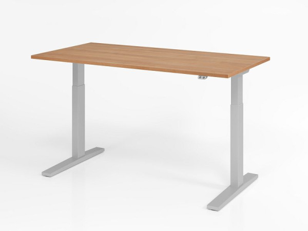 Bureau Hammerbacher XMKA16, 160 x 80 cm, plateau : noyer, épaisseur 25 mm, chant épais en ABS, forme rectangulaire, VXMKA16/N/S