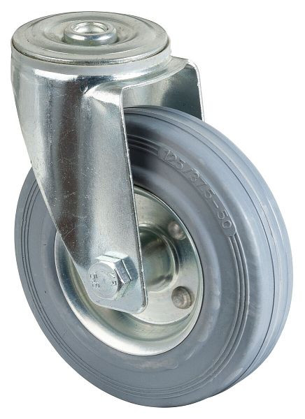 Rouleau de transport BS rollers, largeur de roue 37 mm, Ø roue 125 mm, capacité de charge 100 kg, bande de roulement en caoutchouc gris, roulement à rouleaux, lot de 2, L101.B56.125