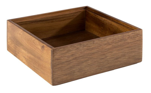 Boîte en bois APS -WOODY-, 15 x 15 cm, hauteur : 5,5 cm, bois d'acacia, intérieur : 13 x 13 cm, 11650