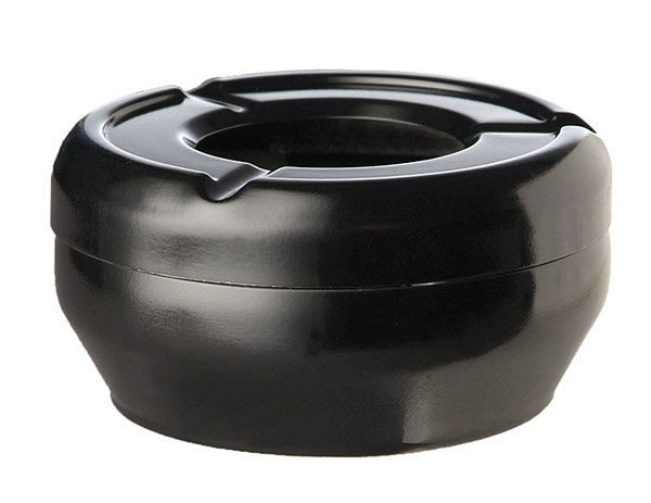 Cendrier à vent APS -CASUAL-, Ø 12 cm, hauteur: 4,5 cm, mélamine, noir, 83613