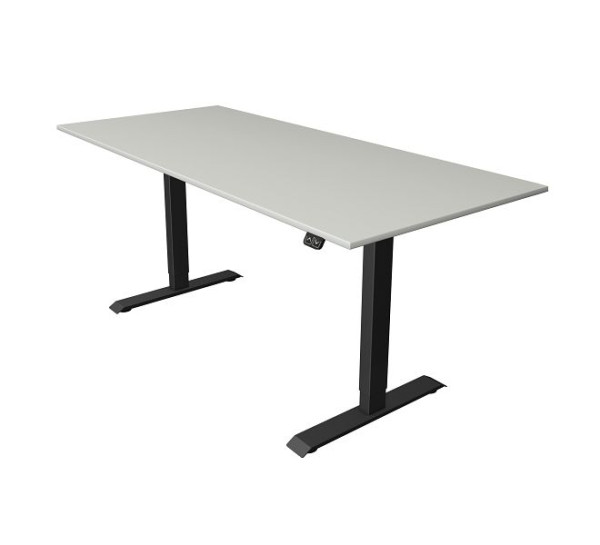 Table assis/debout Kerkmann L 1800 x P 800 mm, réglable en hauteur électriquement de 740 à 1230 mm, gris clair, 10181911