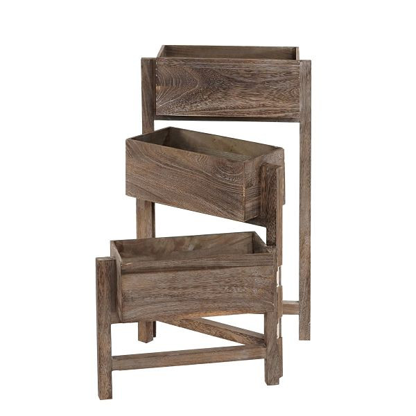 Étagère pour plantes Mendler T275, étagère sur pied pour jardinière, 65x108x15cm, bois aspect shabby vintage, marron, 36711