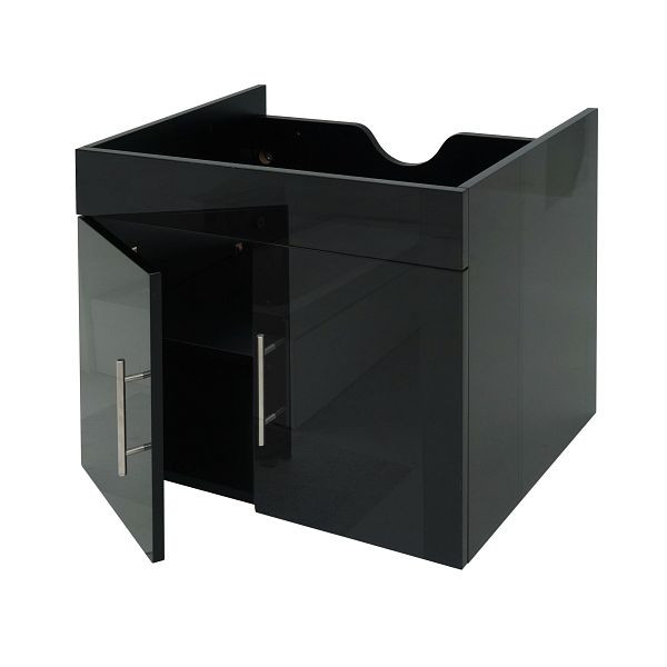Mendler HWC-D16 meuble sous-vasque, meuble sous-vasque meuble de salle de bain, brillant 60cm, noir, 62237
