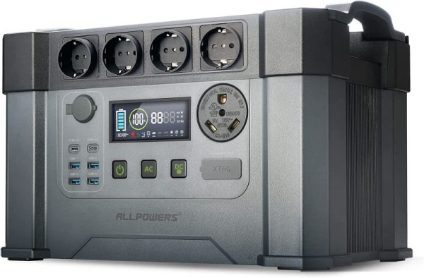 Centrale électrique portable ALLPOWERS 1500Wh, générateur solaire MPPT avec 4 prises AC 2400W, S2000 PRO