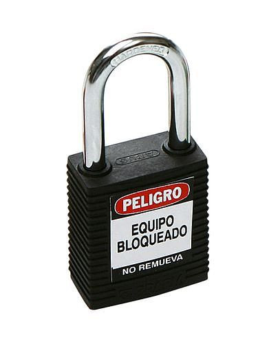 Serrure de sécurité DENIOS avec support en acier, noir, 209-688