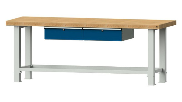 Bancs de travail ANKE table de travail, modèle 202 VS, 2250 x 800 x 865 mm, RAL 7035/5010, BMP 65 mm, 320.152