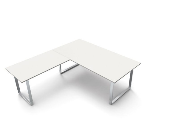Kerkmann bureau réglable en hauteur extra large / table de réunion L 2000 x P 1000 x H 680-820 mm, couleur : blanc, 11438510