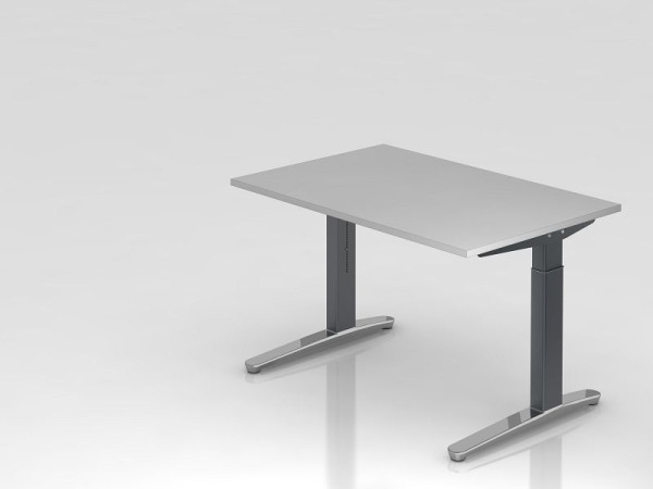 Bureau Hammerbacher pied C 120x80cm gris/graphite (poli), forme rectangulaire, VXB12/5/GC