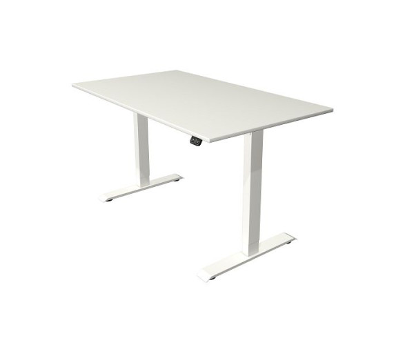 Kerkmann Move 1 table assis/debout blanc/argent, L 1400 x P 800 mm, réglable en hauteur électriquement de 740 à 1230 mm, blanc, 10358010