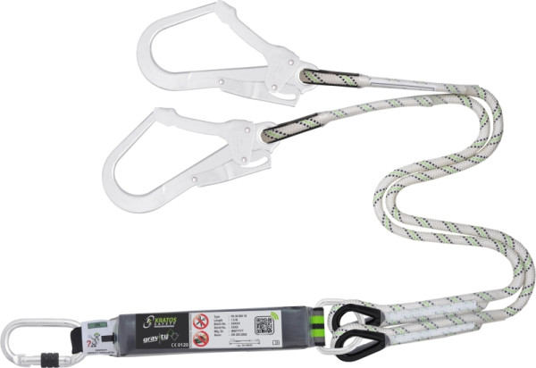 Longe Kratos Y avec absorbeur d'énergie en corde kernmantel 1,50 m avec mousqueton FA5010117 et 2 x FA5020755, FA3060015
