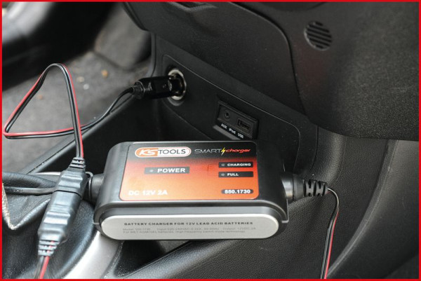 Câble de contact rapide KS Tools SMARTcharger avec prise allume-cigare, 550.1730-3