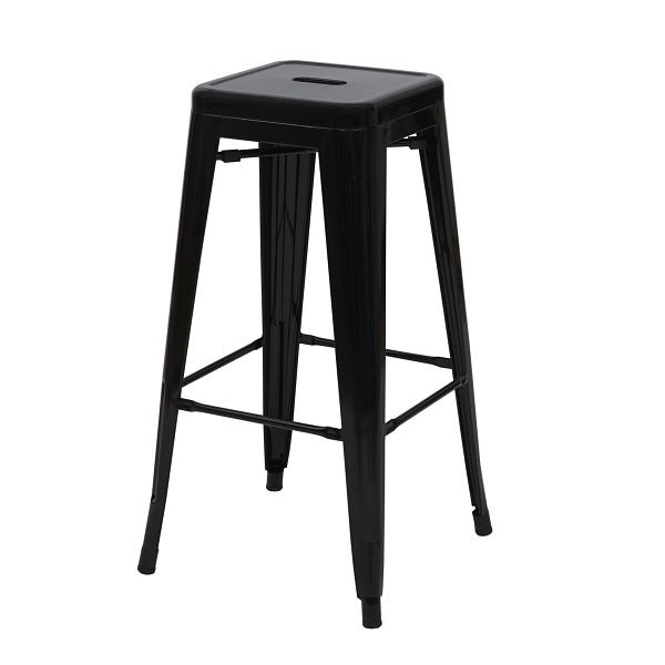 Tabouret de bar Mendler HWC-A73, tabouret de comptoir de tabouret de bar, design industriel en métal, empilable, noir, 57844