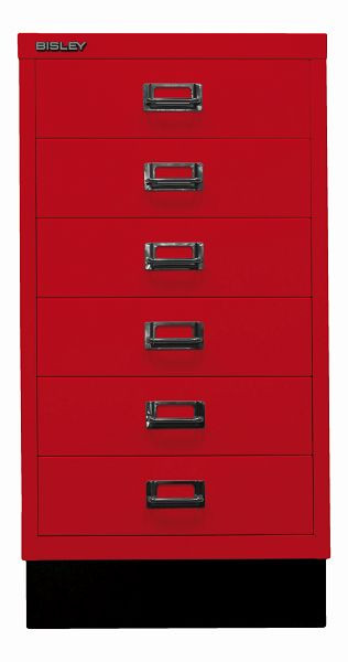 Bisley MultiDrawer™, série 29 avec base, DIN A3, 6 tiroirs, rouge cardinal, L29A36S670