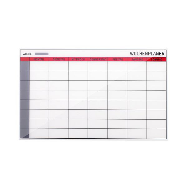 Agenda hebdomadaire Bi-Office en verre magnétique 78x48cm, GL163801