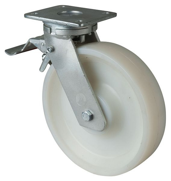BS Rolls Roulette pour charges lourdes avec roue/blocage, largeur 60 mm, Ø250 mm, jusqu'à 1400 kg, bande de roulement/corps de roue plastique, roulements à billes, RR120.B15.250