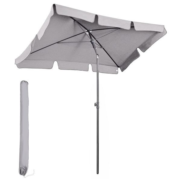 Parasol de balcon rectangulaire Sekey® 200 × 125 cm avec housse de protection, couleur : gris clair, 39921357