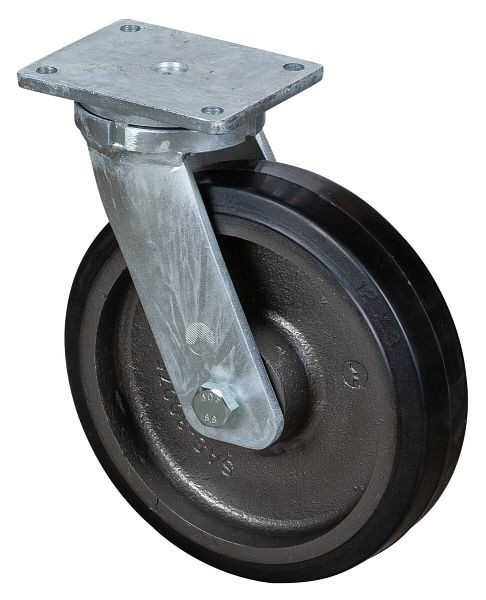 Roulette robuste BS Wheels, largeur de roue 75 mm, Ø roue 300 mm, capacité de charge 850 kg, bandages élastiques noirs, corps de roue coulé, roulements à billes, RR100.B81.300