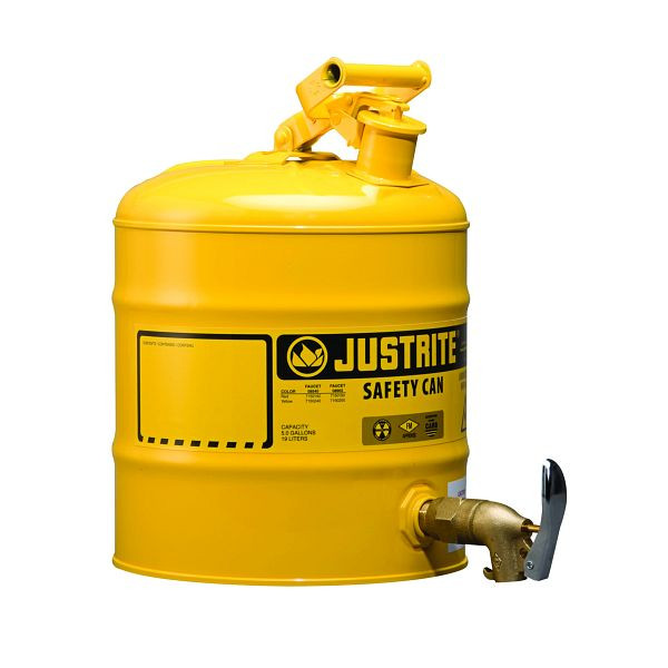 Justrite Safety Containers 1500, 42,9 cm x 42,9 cm, rouge, conteneur de sécurité en acier avec robinet inférieur (08902), JCN7150150