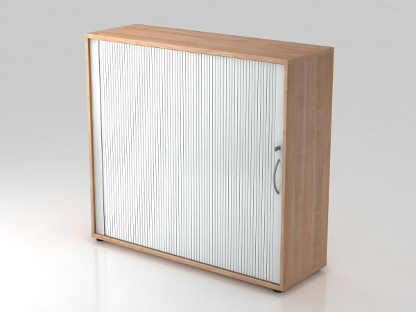 Armoire à volet roulant Hammerbacher horizontale, 3OH poignée arquée 120 cm noyer/argent, 120x40x110 cm (LxPxH), V1733S/N/S/BM