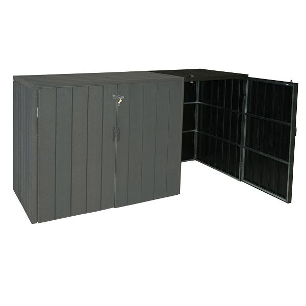 Mendler XL 1/2 WPC rallonge de revêtement de poubelle HWC-J28, poubelle de qualité supérieure, aspect bois métallique, anthracite, 76043+76044