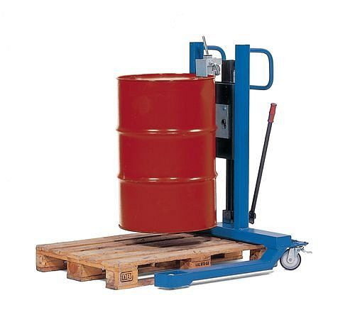 Lève-fûts DENIOS Servo FL 12-M en acier, châssis large, pour fûts de 60/200 litres, 115-218