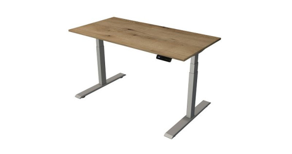 Kerkmann table assise/debout Bureau à domicile L 1400 x P 700 mm, réglable en hauteur électriquement de 630 à 1270 mm, chêne/argent (montage), 10189255