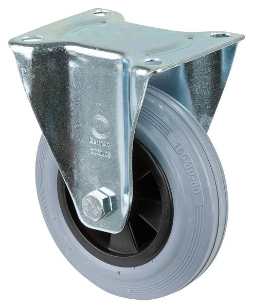 Rouleau de transport BS rollers, rouleau fixe, largeur de roue 40 mm, roue Ø 160 mm, capacité de charge 135 kg, plastique, roulement à rouleaux, plaque, lot de 2, L410.B46.160